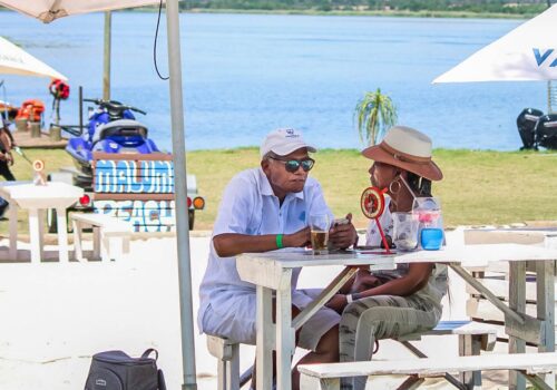 People having a beer and lunch at Zanzibar