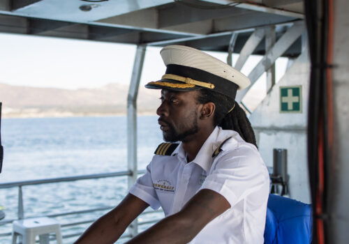Man driving boat